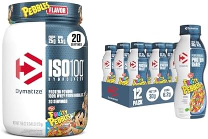 Dymatize x Cocoa Pebbles ISO100 Whey Protein Powder Isolate  25g of Protein  5 5g BCAAs  120 Cal   Gluten Free  1g Fat  1g Sugar  2g Carb  71 Servings 