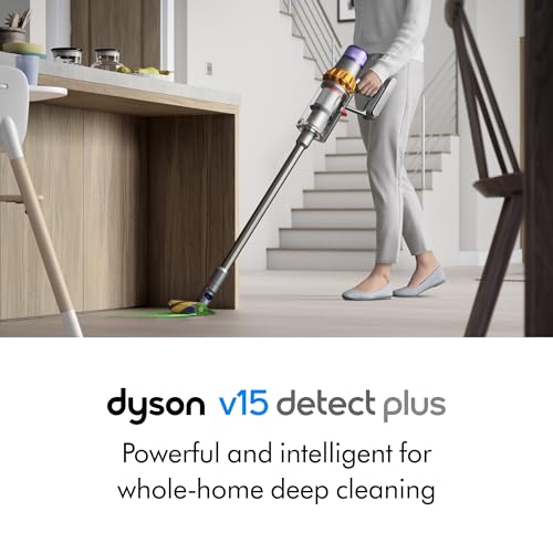 Dyson V15 Detect Plus Cordless Vacuum  Illumination Reveals dust  240AW  3 Power Modes  Up to 60 Minutes   Deep Cleans Hard Floors and Carpets  Detangles pet Hair  Converts to Handheld