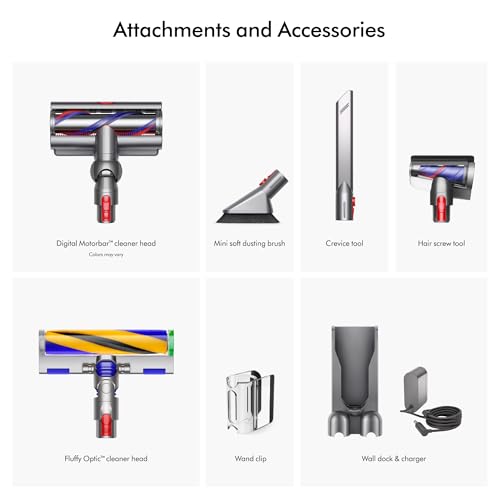 Dyson V15 Detect Plus Cordless Vacuum Illumination Reveals dust 240AW 3 Power Modes Up to 60 Minutes Deep Cleans Hard Floors and Carpets Detangles pet Hair Converts to Handheld