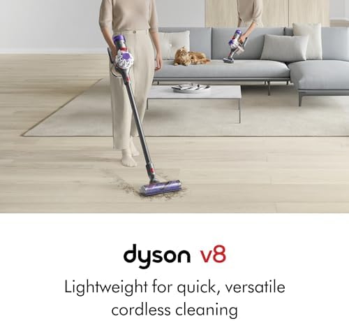 Dyson V8 Cordless Vacuum  Cleans Hard Floors and Carpets  Detangles  Converts to Handheld  115AW  2 Power Modes  Up to 40 Minutes 