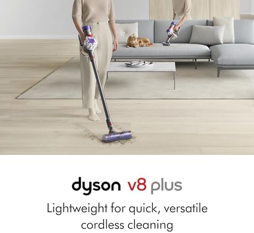 Dyson V8 Plus Cordless Vacuum  Cleans Hard Floors and Carpets  Detangles  Converts to Handheld  115AW  2 Power Modes  Up to 40 Minutes 