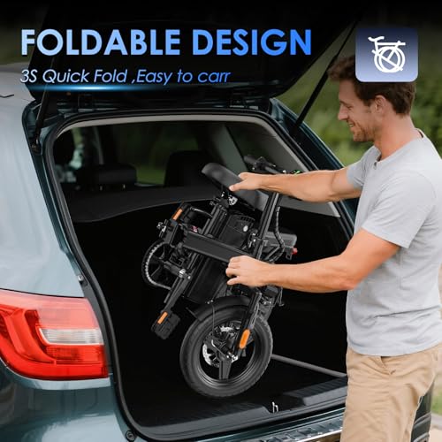 E14 E Bike Electric Bike for Adults 500W Motor  Folding Ebike 14  48V 10Ah Removable Battery UL 2849 Certified  30 Miles PAS Range  Mini E Bikes for Teens