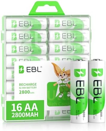 EBL AA Rechargeable Batteries 2800mAh Ready2Charge Quality AA Batteries   16 Counts