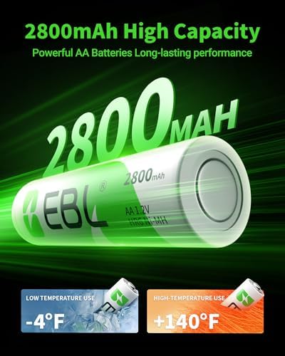 EBL AA Rechargeable Batteries 2800mAh Ready2Charge Quality AA Batteries   16 Counts