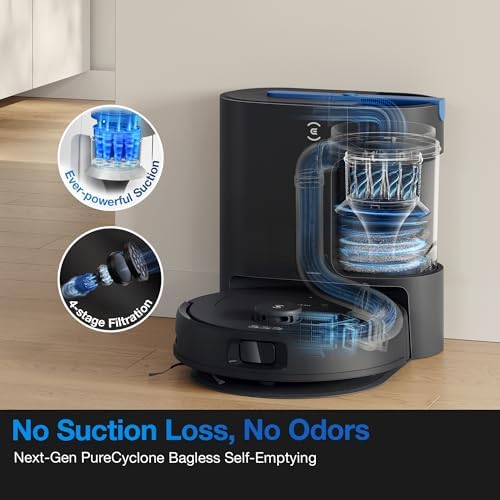 ECOVACS DEEBOT N20e Plus Robot Vacuum and Mop  10000Pa Strong Suction  Self Emptying Bagless Base  Tangle Free Roller for Pet Hair  Smart Mapping  300 Min Runtime  Alexa Compatible