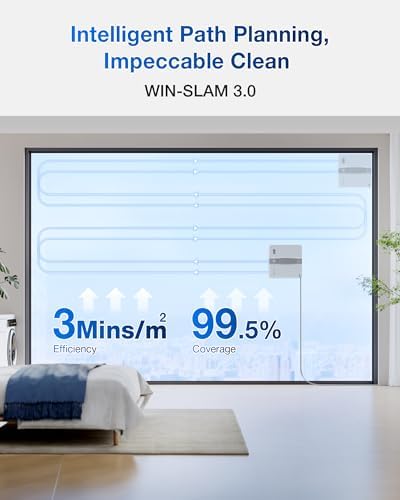 ECOVACS WINBOT Mini Window Cleaning Robot   Compact Design  Dual Nozzles with Ultrasonic Spray  9 Stage Protection System  Intelligent Path Planning  3 Cleaning Modes  Anti Slipping System