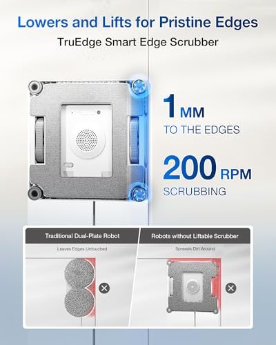 ECOVACS WINBOT W2S Window Cleaning Robot  Intelligent Edge to Edge Cleaning with TruEdge Scrubbers  3 Water Nozzles  10 Level Safety System  Win SLAM 4 0 Route Planning  Even Climbing System