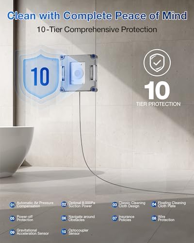 ECOVACS WINBOT W2S Window Cleaning Robot  Intelligent Edge to Edge Cleaning with TruEdge Scrubbers  3 Water Nozzles  10 Level Safety System  Win SLAM 4 0 Route Planning  Even Climbing System