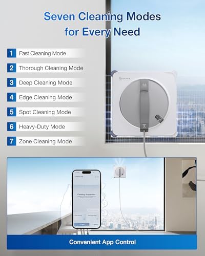 ECOVACS WINBOT W2S Window Cleaning Robot  Intelligent Edge to Edge Cleaning with TruEdge Scrubbers  3 Water Nozzles  10 Level Safety System  Win SLAM 4 0 Route Planning  Even Climbing System