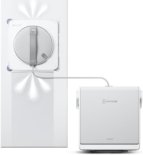 ECOVACS WINBOT W2S Window Cleaning Robot  Intelligent Edge to Edge Cleaning with TruEdge Scrubbers  3 Water Nozzles  10 Level Safety System  Win SLAM 4 0 Route Planning  Even Climbing System