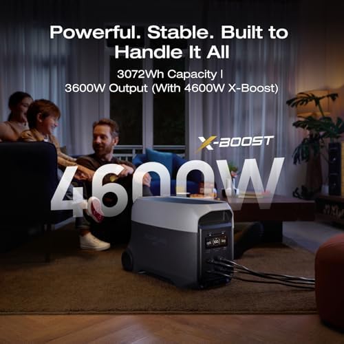 EF ECOFLOW DELTA 3 Ultra Portable Power Station  3072Wh LiFePO4 Battery  3600W  Surge 7200W  Output Home Power  Solar Generator for Home Use  Camping Accessories  Emergencies & RV Backup