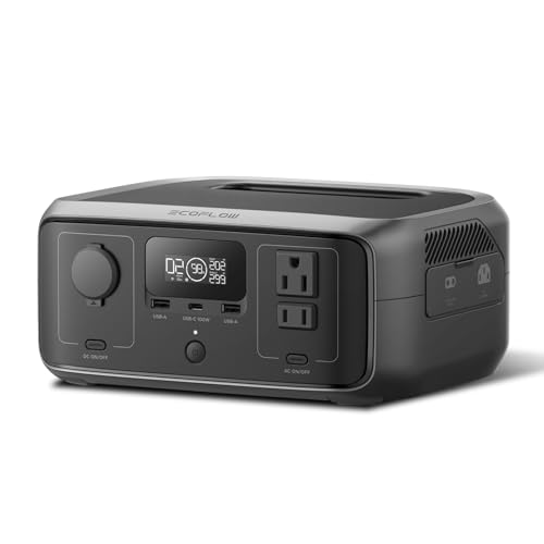 EF ECOFLOW Portable Power Station RIVER 3 245Wh LiFePO4 Battery Power Station 300W Up to 600W AC Output <20 MS UPS & <30 dB 1Hr Fast Charging Solar Generator for Outdoor/Camping/Home Use