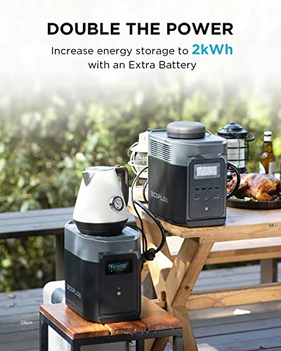 EF ECOFLOW Portable Power Station DELTA2 with Smart Extra Battery  Expand Capacity from 1024Wh to 2048Wh  Solar Generator for Home Backup  Emergency  Outdoor Camping