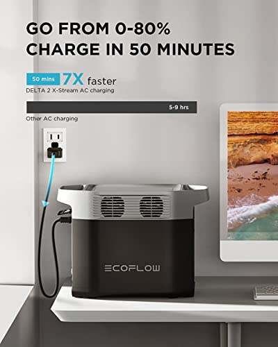 EF ECOFLOW Portable Power Station DELTA2 with Smart Extra Battery  Expand Capacity from 1024Wh to 2048Wh  Solar Generator for Home Backup  Emergency  Outdoor Camping