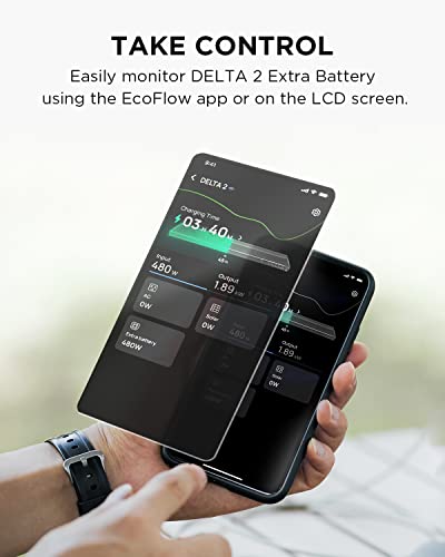 EF ECOFLOW Portable Power Station DELTA2 with Smart Extra Battery Expand Capacity from 1024Wh to 2048Wh Solar Generator for Home Backup Emergency Outdoor Camping