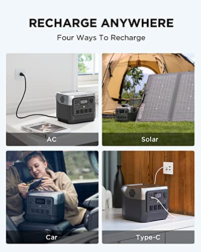 EF ECOFLOW Portable Power Station RIVER 2 Pro 768Wh LiFePO4 Battery 70 Min Fast Charging 4X800W X Boost 1600W AC Outlets Solar Generator for Outdoor Camping/RVs/Home Use Black