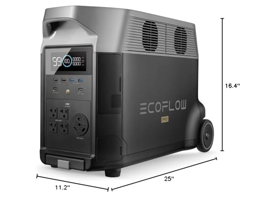 EF ECOFLOW Portable Power Station 3600Wh DELTA Pro  120V AC Outlets x 5  3600W  2 7H Fast Charge  Lifepo4 Power Station  Solar Generator for Home Use  Power Outage  Camping  RV  Emergencies