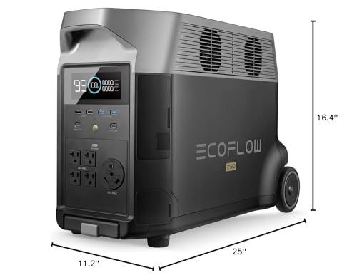 EF ECOFLOW Portable Power Station 3600Wh DELTA Pro  120V AC Outlets x 5  3600W  2 7H Fast Charge  Lifepo4 Power Station  Solar Generator for Home Use  Power Outage  Camping  RV  Emergencies