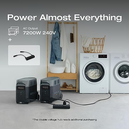 EF ECOFLOW Portable Power Station 3600Wh DELTA Pro  120V AC Outlets x 5  3600W  2 7H Fast Charge  Lifepo4 Power Station  Solar Generator for Home Use  Power Outage  Camping  RV  Emergencies