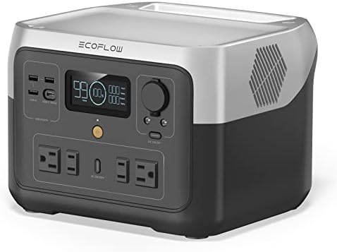 EF ECOFLOW Portable Power Station River 2 Max 500  499Wh LiFePO4 Battery/ 1 Hour Fast Charging  Up to 1000W Output Solar Generator  Solar Panel Optional  for Outdoor Camping/RVs/Home Use