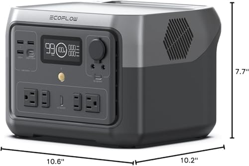 EF ECOFLOW Portable Power Station River 2 Max 500  499Wh LiFePO4 Battery/ 1 Hour Fast Charging  Up to 1000W Output Solar Generator  Solar Panel Optional  for Outdoor Camping/RVs/Home Use