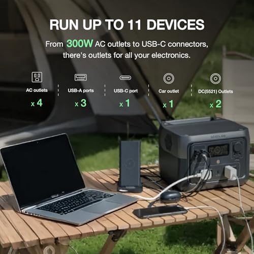 EF ECOFLOW Portable Power Station River 2 Max 500  499Wh LiFePO4 Battery/ 1 Hour Fast Charging  Up to 1000W Output Solar Generator  Solar Panel Optional  for Outdoor Camping/RVs/Home Use