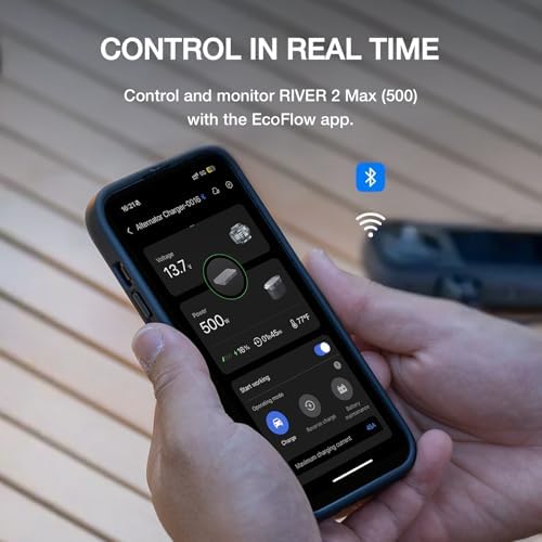 EF ECOFLOW Portable Power Station River 2 Max 500  499Wh LiFePO4 Battery/ 1 Hour Fast Charging  Up to 1000W Output Solar Generator  Solar Panel Optional  for Outdoor Camping/RVs/Home Use