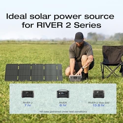 EF ECOFLOW Estación de energía portátil RIVER 2 con panel solar de 45 W, batería LiFePO4 de 256 Wh/1 hora de carga rápida, hasta 600 W de salida, generador solar para campamento al aire libre/RVs/uso doméstico