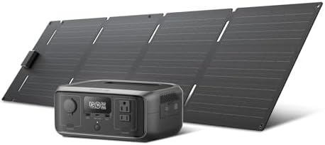 EF ECOFLOW Estación de energía portátil RIVER 2 con panel solar de 45 W, batería LiFePO4 de 256 Wh/1 hora de carga rápida, hasta 600 W de salida, generador solar para campamento al aire libre/RVs/uso doméstico