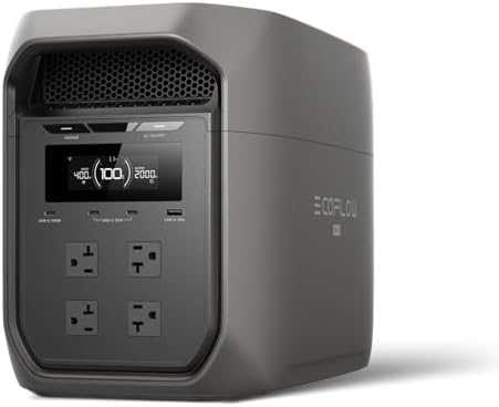 EF ECOFLOW Portable Power Station DELTA 3 Max  2048Wh LiFePO4 Battery  Solar Generator  Solar Panel Optional   3400W X Boost Output  Ultra Fast 0 80  Charging in 1 13 Hr  Home Backup & RV Camping