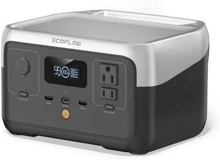 EF ECOFLOW Portable Power Station RIVER 2 with 60W Solar Panel  256Wh LiFePO4 Battery/ 1 Hour Fast Charging  Up to 600W Output  Solar Generator for Outdoor Camping/RVs/Home Use