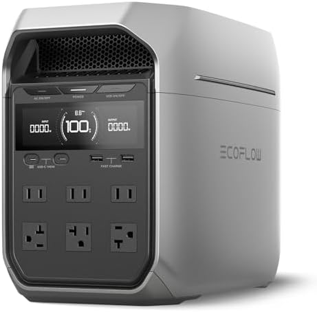 EF ECOFLOW Portable Power Station Delta 3 Classic  1024Wh LiFePO4 Battery  1800W AC/100W USB C Output  1 Hr Fast Charge  Solar Generator for Home Backup  Camping & RVs  Solar Panel Optional 