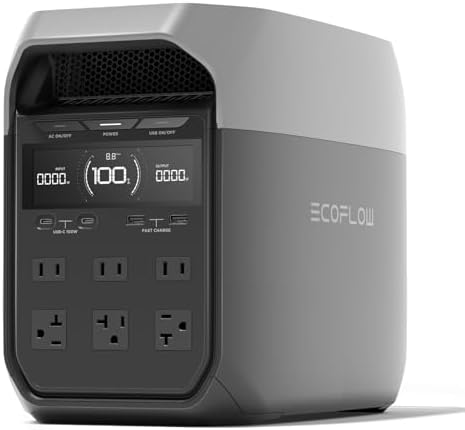 EF ECOFLOW Portable Power Station Delta 3 Classic  1024Wh LiFePO4 Battery  1800W AC/100W USB C Output  1 Hr Fast Charge  Solar Generator for Home Backup  Camping & RVs  Solar Panel Optional 