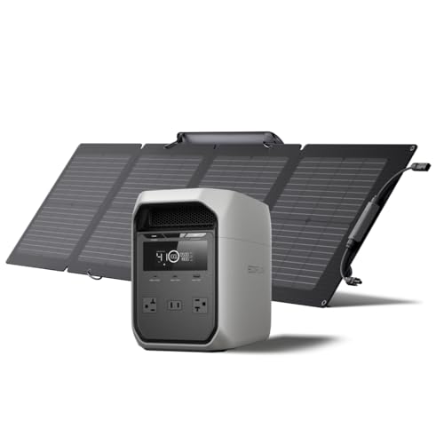 EF ECOFLOW Solar Generator DELTA 3 with 220W Bifacial Solar Panel  1024Wh Portable Power Station  LFP Battery 1800W AC/100W USB C Output  Full Charge in 56 Min for Home Backup Power  Camping & RVs