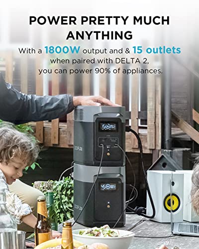 EF ECOFLOW Solar Generator DELTA 3 with 220W Bifacial Solar Panel  1024Wh Portable Power Station  LFP Battery 1800W AC/100W USB C Output  Full Charge in 56 Min for Home Backup Power  Camping & RVs