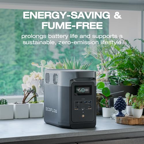 EF ECOFLOW Solar Generator DELTA 3 with 220W Bifacial Solar Panel  1024Wh Portable Power Station  LFP Battery 1800W AC/100W USB C Output  Full Charge in 56 Min for Home Backup Power  Camping & RVs