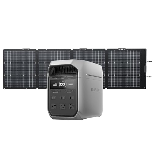 EF ECOFLOW Solar Generator DELTA 3 Plus with 220W Bifacial Solar Panel  1000W Solar Input  LFP LiFePO4  Battery  Portable Power Station for Home Backup Power  Camping & RVs