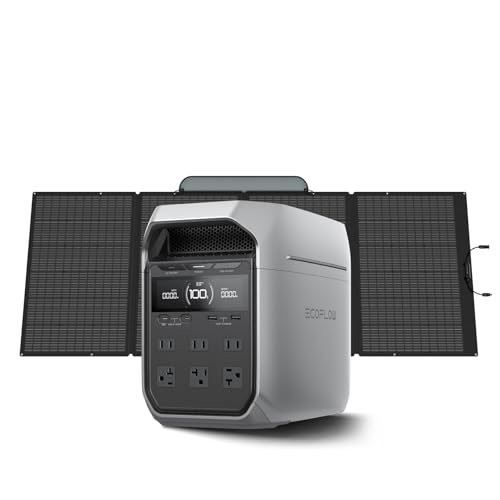 EF ECOFLOW Solar Generator DELTA 3 Plus with 220W Bifacial Solar Panel  1000W Solar Input  LFP LiFePO4  Battery  Portable Power Station for Home Backup Power  Camping & RVs