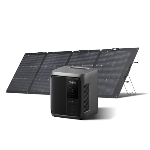 EF ECOFLOW Solar Generator DELTA 3 Plus with 220W Bifacial Solar Panel  1000W Solar Input  LFP LiFePO4  Battery  Portable Power Station for Home Backup Power  Camping & RVs
