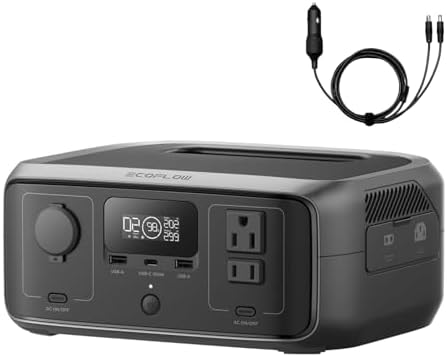 EF ECOFLOW Solar Generator RIVER 3 with 60W Solar Panel  245Wh Portable Power Station LFP Battery  300W Up to 600W AC Output  <20 MS UPS  1Hr Fast Charging Power Station for Outdoor/RVs