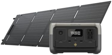 EF ECOFLOW Solar Generator RIVER 3 with 60W Solar Panel  245Wh Portable Power Station LFP Battery  300W Up to 600W AC Output  <20 MS UPS  1Hr Fast Charging Power Station for Outdoor/RVs