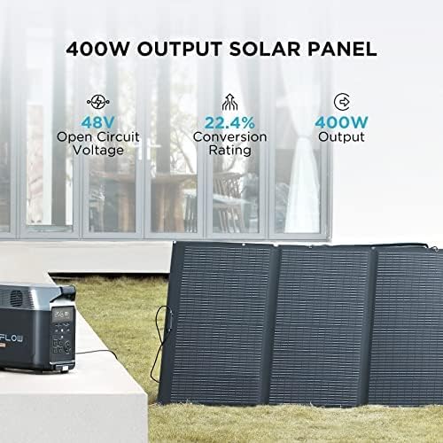 EF ECOFLOW Solar Generator 3 6KWh DELTA Pro with 2X400W Portable Solar Panel  23  High Efficiency  5 AC Outlets  120V/3600W  for Home Backup Outdoors Camping RV Emergency