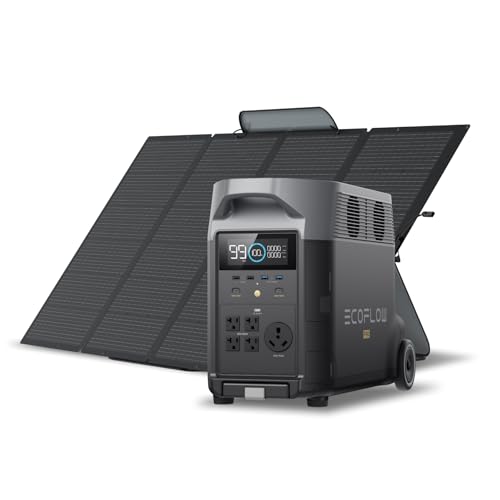 EF ECOFLOW Solar Generator 3 6KWh DELTA Pro with 2X400W Portable Solar Panel  23  High Efficiency  5 AC Outlets  120V/3600W  for Home Backup Outdoors Camping RV Emergency