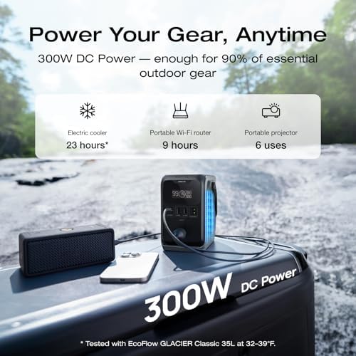 EF ECOFLOW TRAIL 300 DC Power Bank Station  288Wh Outdoor Portable Power Station  LiFePO4 Battery  300W DC Output  Compact Solar Generator for Camping  Travel  and Emergency  No Wall Charger Included