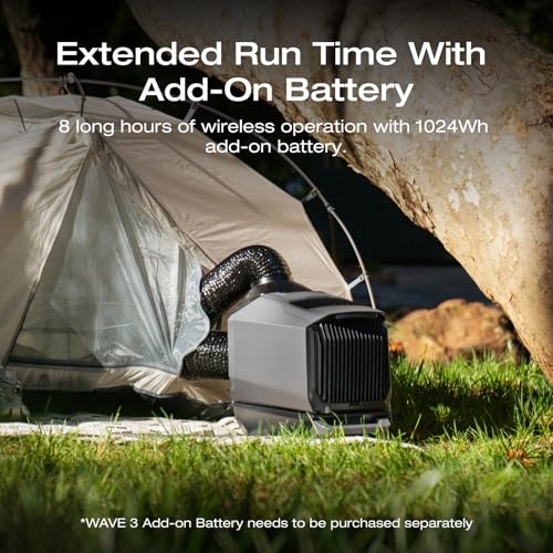 EF ECOFLOW WAVE 3 Portable Air Conditioner  1800W/6100 BTU Cooling and 2000W/6800 BTU Heating  1000W Fast Charging in 75 mins  8H Wireless Running  APP Control  for Camping  Vanlife  RVs
