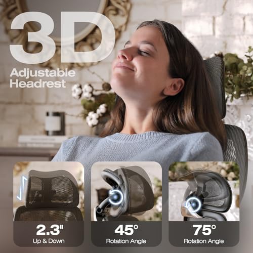 ELABEST X100 Ergonomic Mesh Office Chair with Footrest  Big and Tall Hone Desk Chair with 5D Flip Up Arms  Adjustable 3D Lumbar Support Gaming & Executive Computer Chairs