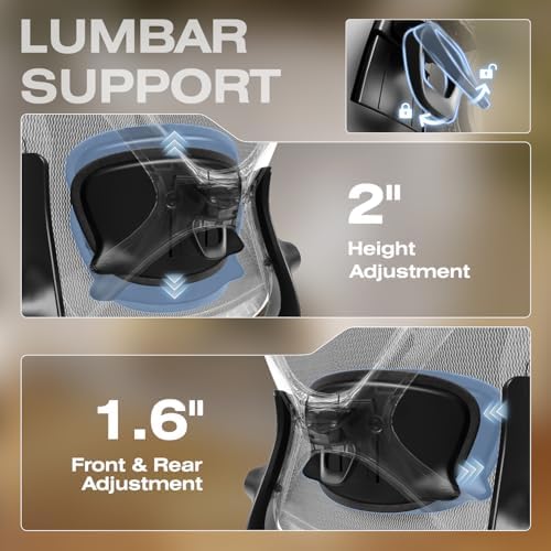 ELABEST X100 Ergonomic Mesh Office Chair with Footrest  Big and Tall Hone Desk Chair with 5D Flip Up Arms  Adjustable 3D Lumbar Support Gaming & Executive Computer Chairs