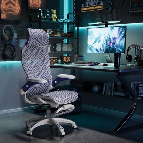 ELABEST X100 Ergonomic Mesh Office Chair with Footrest  Big and Tall Hone Desk Chair with 5D Flip Up Arms  Adjustable 3D Lumbar Support Gaming & Executive Computer Chairs