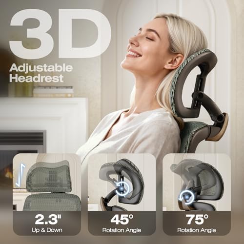 ELABEST X100 Silla de oficina ergonómica de malla con reposapiés, silla grande y alta para escritorio con brazos abatibles 5D, soporte lumbar ajustable 3D, sillas de computadora para juegos y