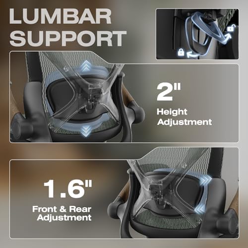 ELABEST X100 Silla de oficina ergonómica de malla con reposapiés, silla grande y alta para escritorio con brazos abatibles 5D, soporte lumbar ajustable 3D, sillas de computadora para juegos y